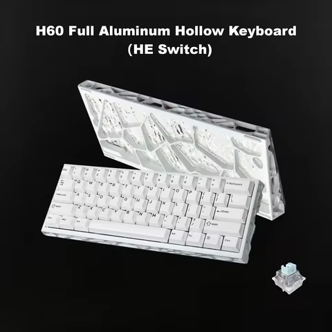 H60 60% Wired Mechanical Gaming Keyboard, HE Magnetic Switch, RGB,Full Aluminum Hollow Case, perfect
