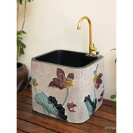 Outdoor Mop Sink Retro Wash Basin Courtyard Outdoor Balcony Household Sink Yard Mop Washing Sink Bas