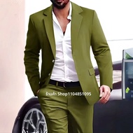 คุณภาพสูงชายชุด Notch Lapel ธุรกิจ Blazer กางเกง 2 ชิ้นชุดแต่งงาน SLIM FIT Tuxedo Evening PARTY เสื้