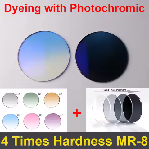 MR-8 Dyeing Photochromic Prescription Lens 1.61 1.67 1.74 Tinted Colorful Sunglasses Lenses UV400 Dr