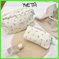 YVETA Makeup Bag, Handheld Begonia Flower/Rose Cosmetics Bag, High Quality Floral Print Handbag Home