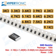 10pcs SMD Resistor, Chip Resistor , Size 1206 - 3k 3.3k 3.6k 3.9k 4.3k 4.7k 5.1k 5.6k 6.2k 6.8k 7.5k