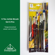 V-Tec Artist Brush 9028 6 Pcs / Vtec Filbert & Angular Flat Painting Brush