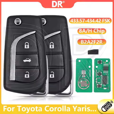 DR3 433.57-434.42 FSK Flip B2A2F2R 8A Chip Car Remote Key Fob For Toyota Corolla Yaris Cross HV RAV4