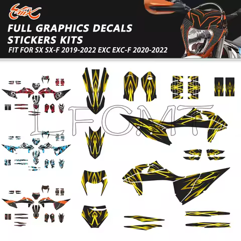 Thickened Motorcycle Graphics Decal Stickers Kits Fit for 125-500 SX SXF 2019 2020 2021 2022 EXC XC 