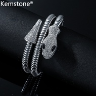 Kemstone Silver Gold Plated Multi-layer Snake Full Zircon Arm Bangle Bracelet Jewelry for Men
