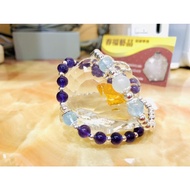 Amethyst Moonstone Sea Blue Sterling Silver Handmade Design 2 Circles