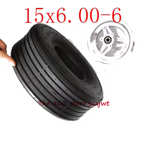 Size 15x6.00-6 Straight Rib Lawn & Garden Tire Wheels 15X6-6 inch 168CC Karting Go Kart Motorcycle W