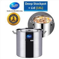 (TOFFI)20cm/6Ltr & 25cm/14ltr Stainless Steel Commercial Stock Pot/Periuk Steel 20cm & 25cm Tinggi/P