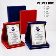 Premium Velvet Award Plaque Box | Kotak Baldu Sijil Anugerah | Gift Plaque Case Custom Ready