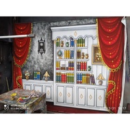 MERAH Graduation Background Cloth Bookshelf Cupboard White Red Curtain size variants 3x2.5m 3x3m 3x4