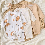 3 ชิ้น เสื้อผ้าเด็กอ่อนผู้ชายสีพื้นลายช้างการ์ตูน แบบเซ็ต แขนยาว 0-9 เดือน เหมาะสำหรับใส่ออกงานหรือใ