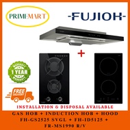 FUJIOH FH-GS2525 SVGL DOMINO GAS HOB 2 BURNERS + FH-ID5125 DOMINO INDUCTION HOB + FR-MS1990 R/V 900MM SUPER SLIM HOOD