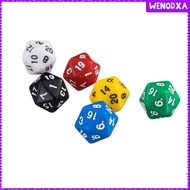 [Wenodxa] 6 Pcs D20 Gaming Dice Twenty Sided Die RPG Six Opaque Colors Couleur 1#