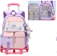 17 Inch School Wheeled Backpacks For Girls School Rolling Bag For Girls School Trolley Bags For Boys Rolling Satchel Bag Cart