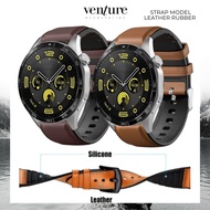 HUAWEI WATCH GT4 STRAP GT 4 46MM LEATHER RUBBER WATCH STRAP - Brown