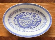 全新龍紋米通青花橢圓瓷碟
