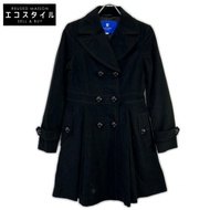Blue Label Crestbridge 55A31-455-09 黑色雙排扣絲絨風衣，38 碼 [二手]