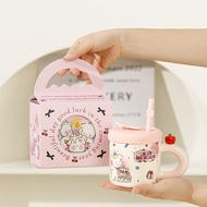 Cute Mug Female Birthday Gift Water with Lid Ceramic Mug with Lid Couple High-value Mug Set Coffee C