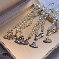 High Version Queen West Saturn Pearl Necklace Female Niche Retro Planet Pearl Clavicle Chain S11.19