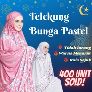 Telekung Premium Pastel Bunga Sakura Floral Lycra Tebal Exclusive Lembut Viscose Printed High Quality Murah