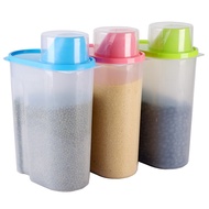 御良材  塑料密封米罐3个装(三色) 1.9L 带量杯防潮防虫储米桶 收纳罐 收纳盒 米缸 杂粮罐 YPP-MG-3S3Z25L