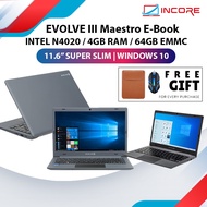 EVOLVE III MAESTRO EBOOK 11G INTEL CELERON N4120 WINDOWS 10 PRO 4GB RAM 64GB EMMC NOTEBOOK 11.6" MUR