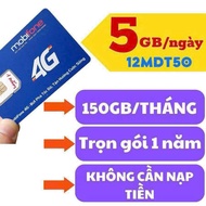 Sim 5G MobiFone 12mdt50 miễn phí 5Gb/ngàymiễn phí 12 tháng ko cần nạp tiền/12mdt150/sim 4G