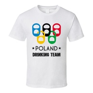 Poland Drinking Team Olympic Ring Beer Tab Games T Shirt