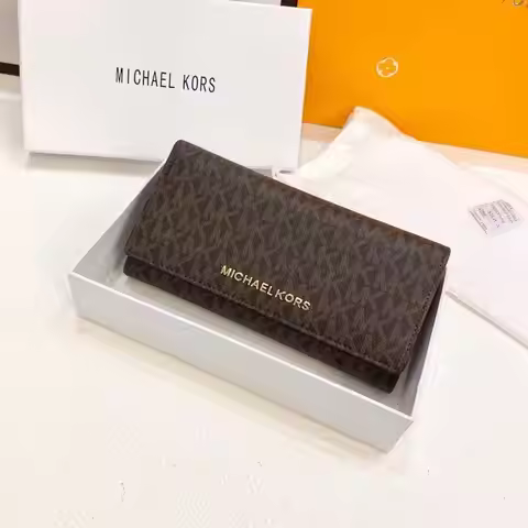 Michael Kors women's high-end casual fashion long coin purse card bag MK luxury two fold classic pre
