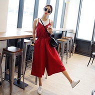 Korean version of strap wide leg jumpsuit-women and seven small fresh hot pants jumpsuit cotton stra