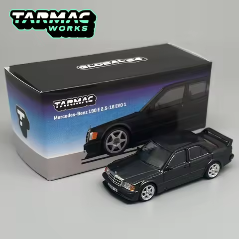 TW 1:64 Tarmac Works Mercedes-Benz 190E 2.5-16 EVO 1 Black metallic model car