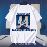 Los Angeles Dodgers T-Shirt 4-for-4 Dodgers win Men's 100% Cotton Tee