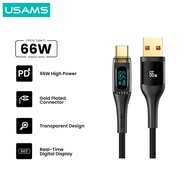 USAMS Shadow Series Data Cable Type C 66W Transparent Digital Display Type C Cable