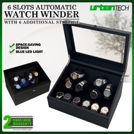 6+6 Slot Automatic Watch Winder Leather Storage with Additional Storage Display and 4 Rotation Modes