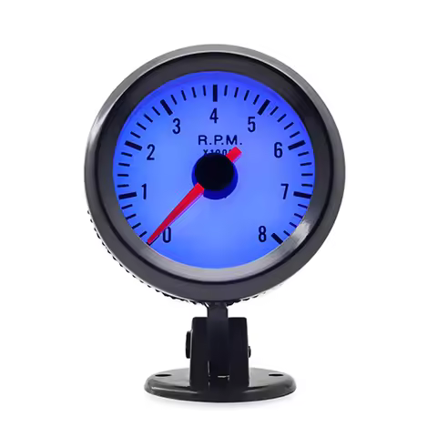 Tachometer Tach Gauge with Black Holder Cup for Auto Car 2'' 52mm 0-8000RPM Blue LED Light Interior