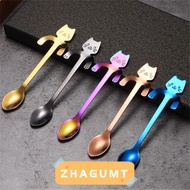 ZHAGUMT366HT 1/4pcs Mini Cat Coffee Spoon, Tableware Stainless Steel Stainless Steel Teaspoon,  Cute