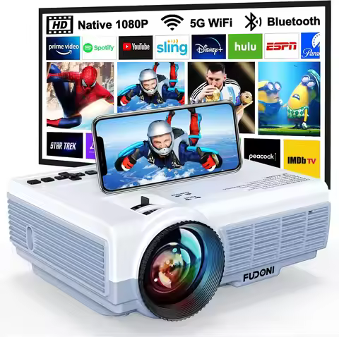5G WiFi Bluetooth 1080P Portable Movie Projector for Home Theater Outdoor, Built-in Speaker, HDMI US