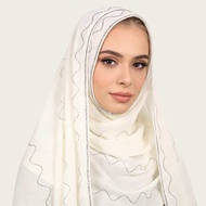 M453 Premium Pearl Chiffon Hot-Fixed Long Scarf Headscarf Ethnic Style Solid Monochrome HCL8