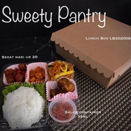Please Order) Premium Lunch Box / Rice Box 20x20 X 8cm Brown + 2 Straps - 20 Pcs