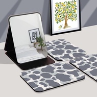 Trendy Leopard Print Foldable Makeup Mirror Storage Student Portable Dormitory Desktop Vanity Mirror