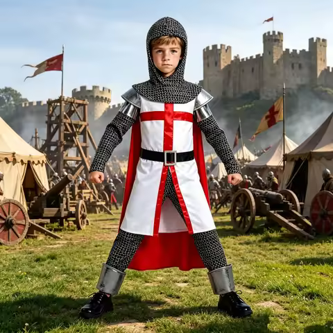 2026 Enfant Crusader Knight Costume Medieval Templar Crusader Cosplay Costumes Halloween Book Day Ro