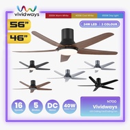 K2 VIVIDWAYS N700 Ceiling Fan 46"/56" with LED/No LED/ Kipas Siling