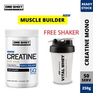 Micronized Creatine Monohydrate Powder (250g) 50 servings - One Shot Nutrition - Muscle Builder, Exp