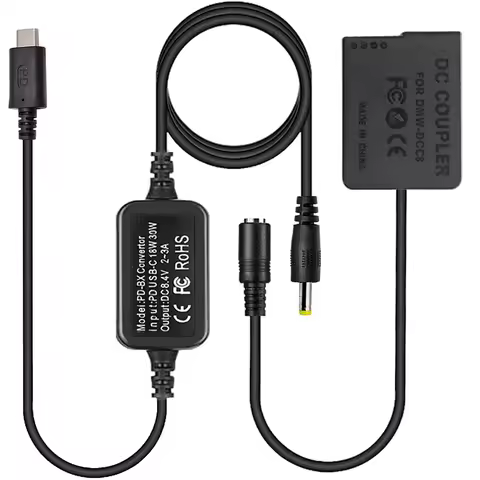 DMW-DCC8 DC Coupler USB-C AC Power Adapter Replace DMW-BLC12 Battery for Panasonic Lumix DMC-FZ2500 