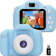 VJJB Kids Camera,Digital Cameras for Boys and Girls Gift Toy Age 3-8,Toddler Camera Rechargeable Shockproof 1080P Video with 32GB SD Card for Birthday/Christmas-Blue