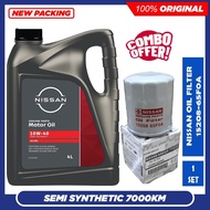 (With Nissan Oil Filter) COMBO SET NISSAN 10W40 Semi Synthetic Engine Oil (4L)