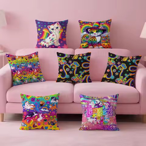 Brand L-Lisa Frank Cushion Cover Comfortable Double Sided Pillow Cover For Car Sofa Bedroom & More