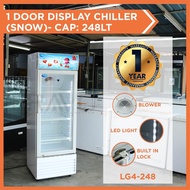 1 Door Display Chiller Peti Sejuk Komersial Snow LG4-248 | Glass Door Showcase Untuk Minuman Tin, Bu