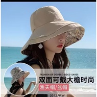 Taiwan Shipping Bucket Hat Female Bucket Hat Bucket Hat Female Japanese Bucket Hat Big Brim Sun Hat 